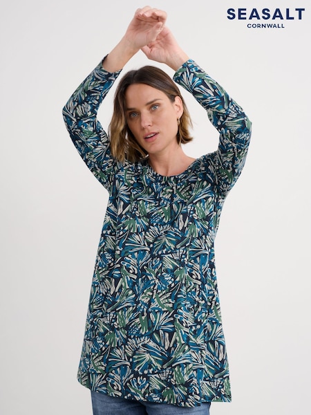 Seasalt Cornwall Blue Long Sleeve Screenprint Tunic (V10602) | €63