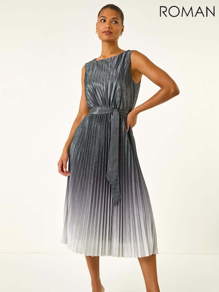 Roman Metallic Pleated Ombre Midi Dress (V10628) | €103