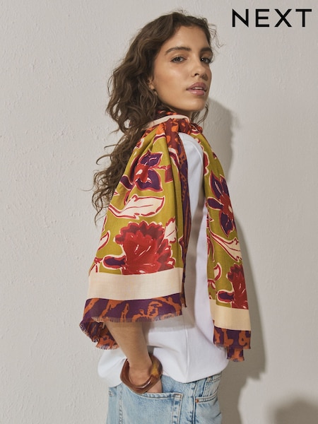 برتقالي مزركش بيزلي - Lightweight Scarf (V10652) | ‏80 ر.س.‏