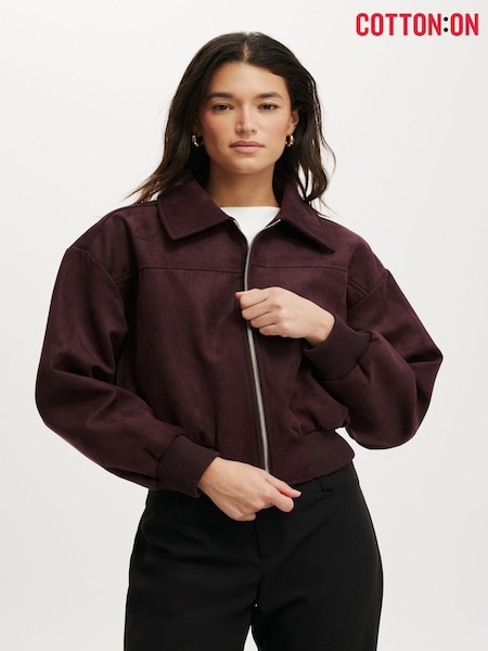 Cotton On Red Sophie Faux Suede Bomber Jacket (V10748) | €78