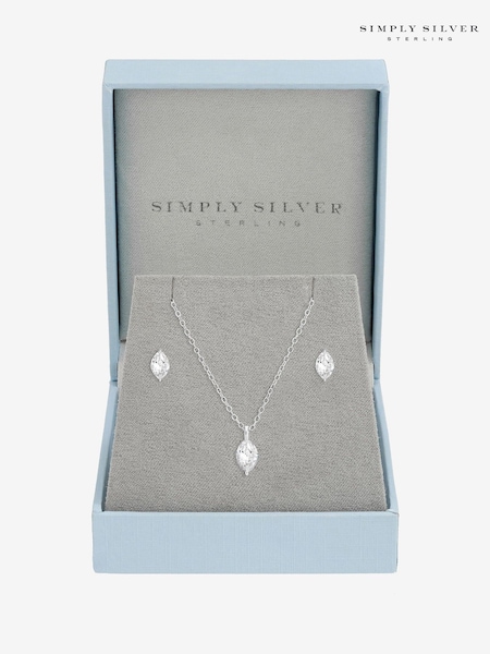 Simply Silver 925 Sterling Silver Cubic Zirconia Marquise Set (V10924) | €53