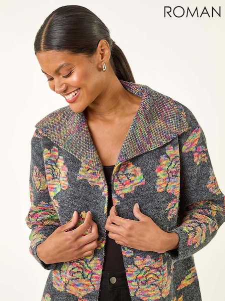 Roman Floral Jacquard Knit Cardigan (V10952) | R$ 665