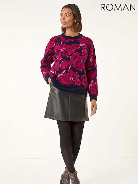 Roman Red Floral Print Knit Jumper (V10966) | €66