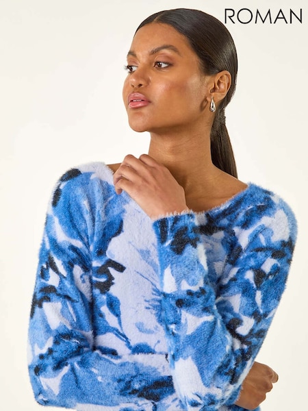 Roman Fluffy Floral Print Knit Jumper (V11000) | R$ 545