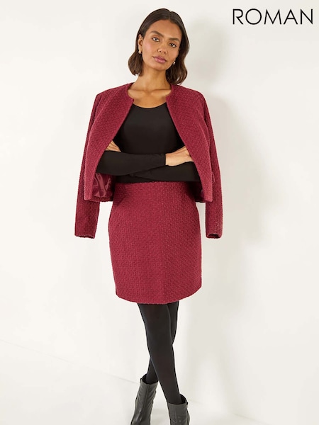 Roman Red Boucle Textured A-Line Skirt (V11003) | €53