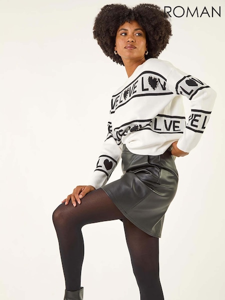 Roman White Love Motif Knit Jumper (V11016) | €56