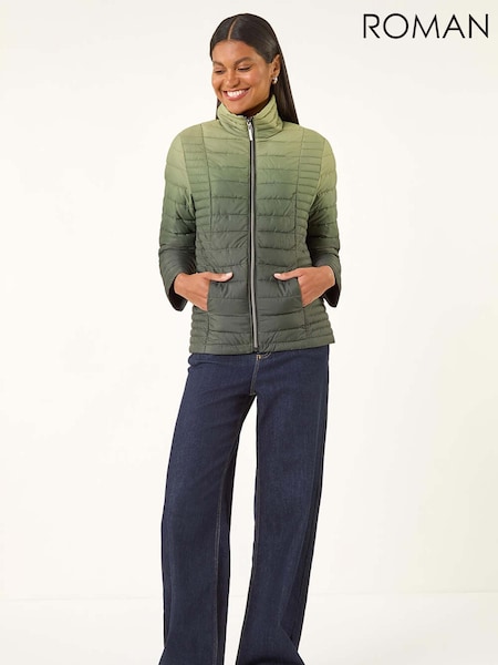 Roman Green Ombre Funnel Neck Padded Coat (V11019) | €83