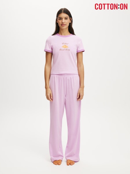 Cotton On Pink Departure Lounge Wide Leg Joggers (V11037) | €33