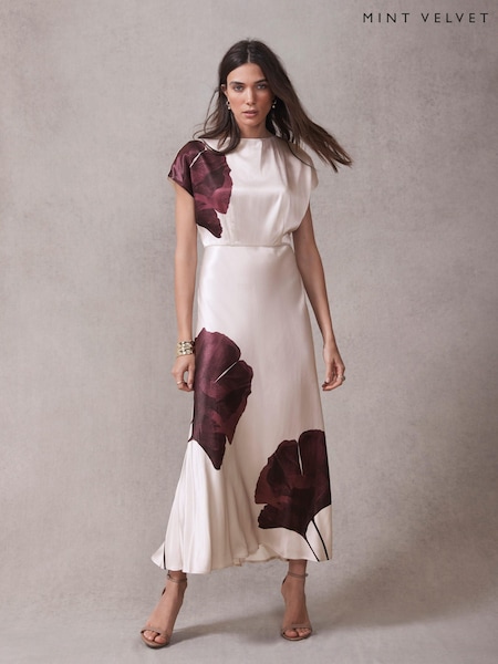 Mint Velvet Red Floral Print Satin Maxi Dress (V11039) | €282