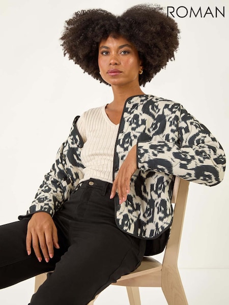 Roman White Soft Printed Quilted Jacket (V11111) | €92