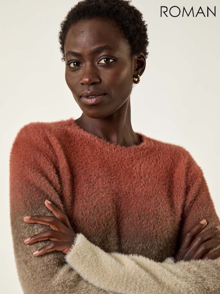 Roman Brown Fluffy Ombre Knit Jumper (V11137) | €58