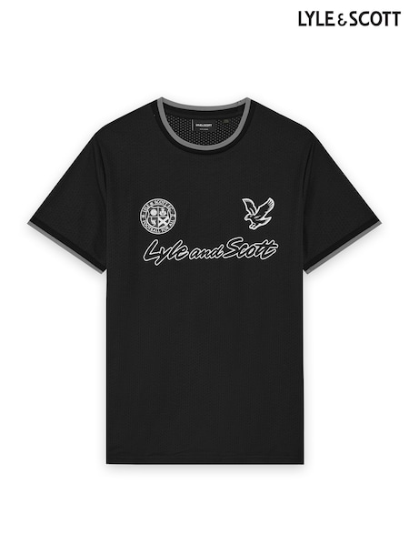 Lyle & Scott Black Printed Airtex T-Shirt (V11169) | AED175