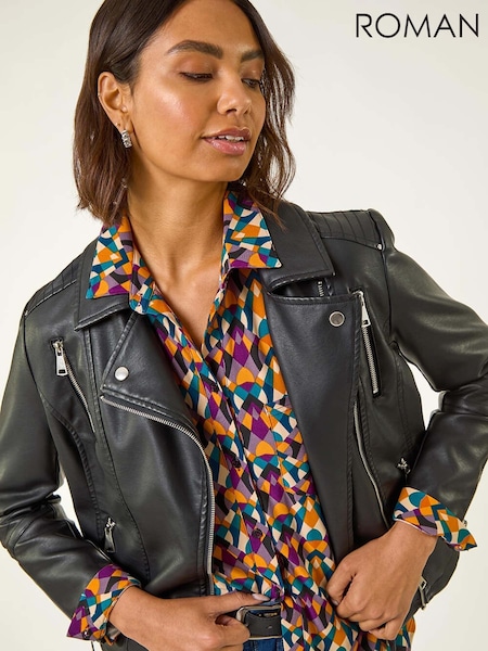 Roman Orange Geo Print Stretch Shirts (V11181) | €53