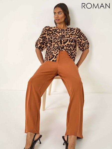 Roman Orange Wide Leg Premium Stretch Trousers (V11185) | €42