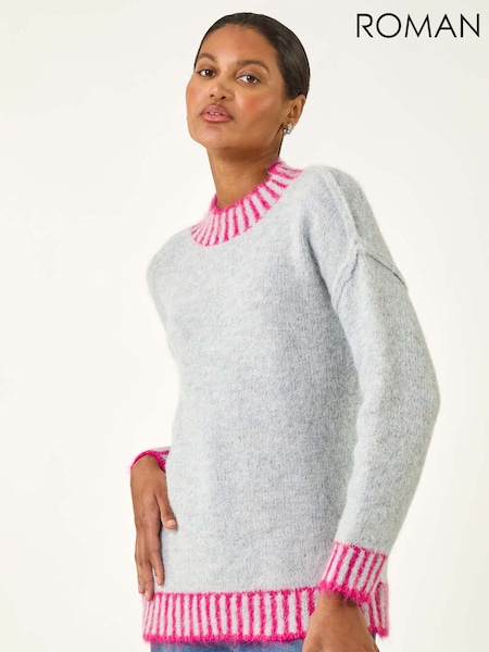 Roman Grey Contrast Colourblock Knit Jumper (V11186) | €60