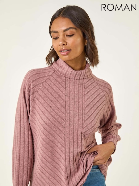 Roman Pink Textured Stripe Cowl Neck Blouse (V11208) | €53