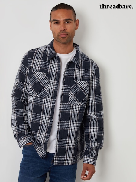 Threadbare Blue Check Waffle Textured Shacket (V11236) | €42