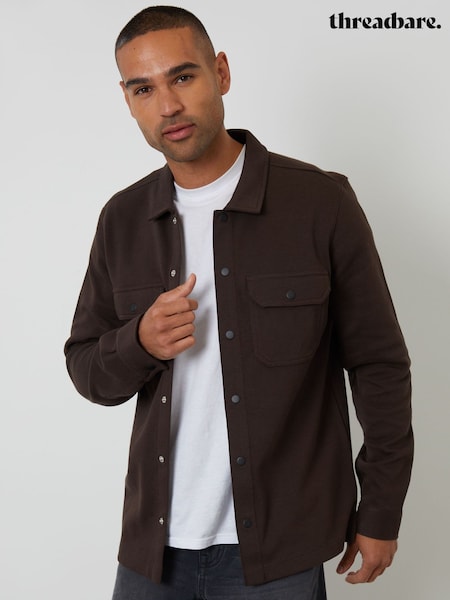 Threadbare Brown Pique Popper Fastening Shacket (V11243) | R$ 350