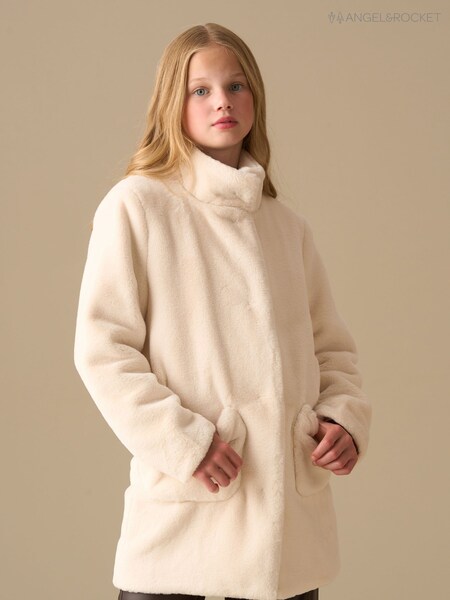 Angel & Rocket Cream Adaline Fur Coat (V11286) | R$ 640 - R$ 680