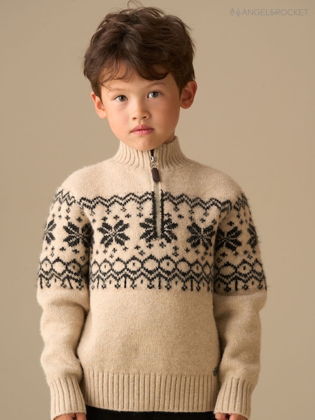 Angel & Rocket Natural Oakley Fairisle Zip Neck Jumper (V11306) | AED167 - AED190