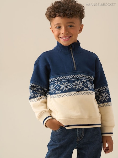 Angel & Rocket Natural Ayden Zip Neck Fairisle Sweater (V11349) | €39 - €49