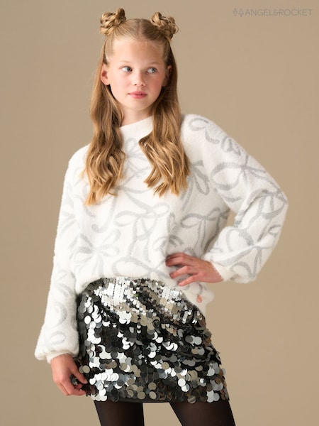 Angel & Rocket White Livia Bow Eyelash Jumper (V11354) | AED167 - AED202