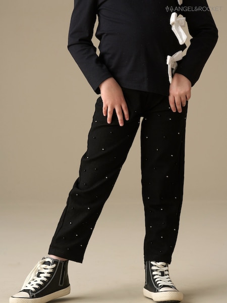 Angel & Rocket Black Aylie Beaded Barrel Leg Jeans (V11355) | 148 QAR - 178 QAR