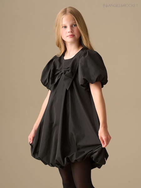 Angel & Rocket Black Nadia Puffball Bow Collar Dress (V11356) | €50 - €56