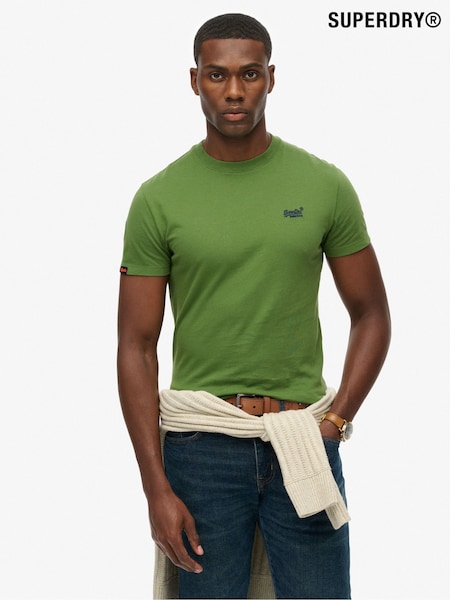 Verde oliva - Superdry Essential Logo Embroidery T-Shirt (V11552) | R$ 195