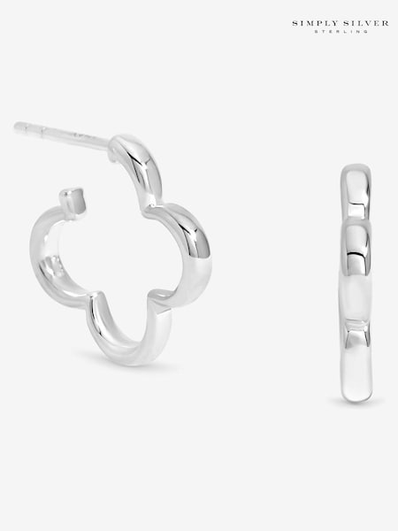 Simply Silver Silver Polished Clover Hoop Earrings (V11569) | €37
