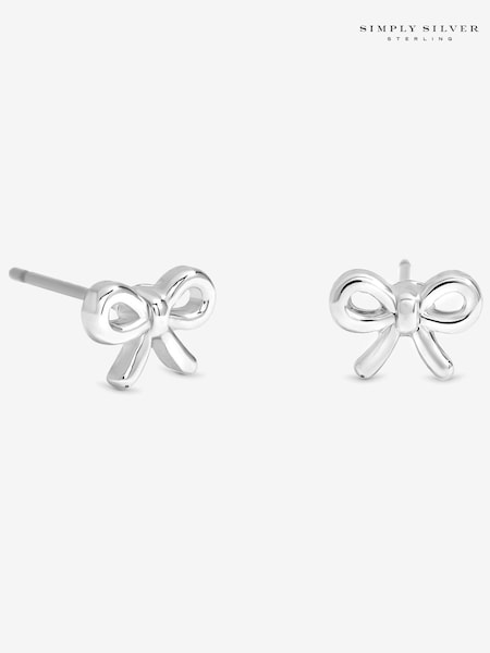 Simply Silver 925 Sterling Silver Polished Bow Earrings - Gift Sleeve (V11570) | €18.50