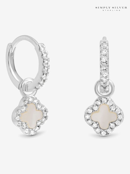 Simply Silver 925 Sterling Silver Polished Diamond Cut Clover Stud Earrings (V11571) | €44