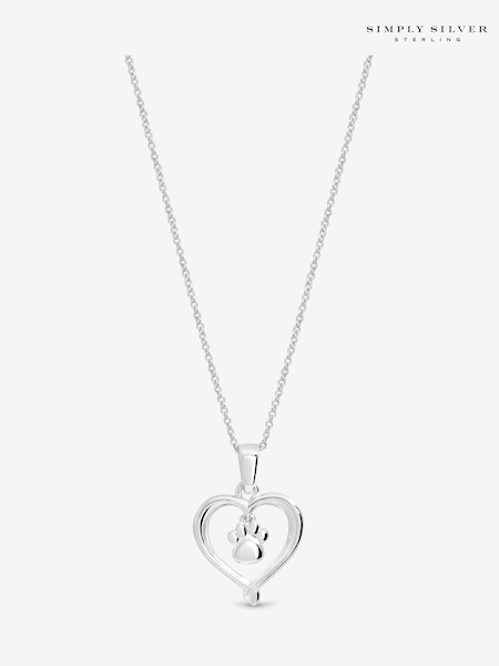 Simply Silver 925 Sterling Silver Polished Heart and Pawprint Pendant (V11573) | €50