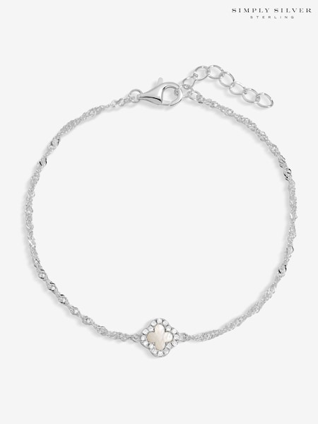 Simply Silver Sterling Silver 925 Mother of Pearl Clover Bracelet (V11588) | €40