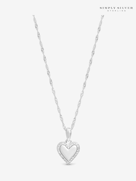Simply Silver 925 Sterling Silver Pave Heart Pendant Necklace (V11592) | €40