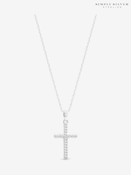Simply Silver 925 Sterling Silver Polished Ridged Cross Pendant (V11596) | €53