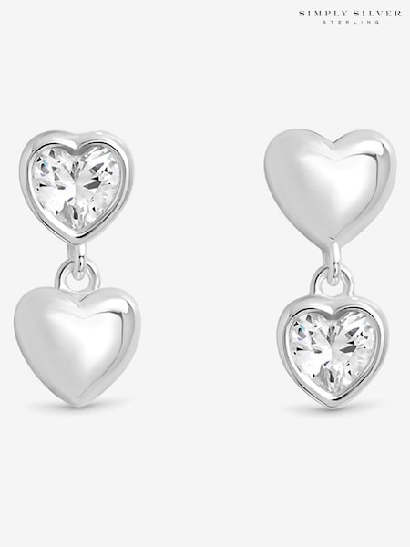 Simply Silver 925 Sterling Silver Cubic Zirconia Heart Drop Earrings (V11597) | €32