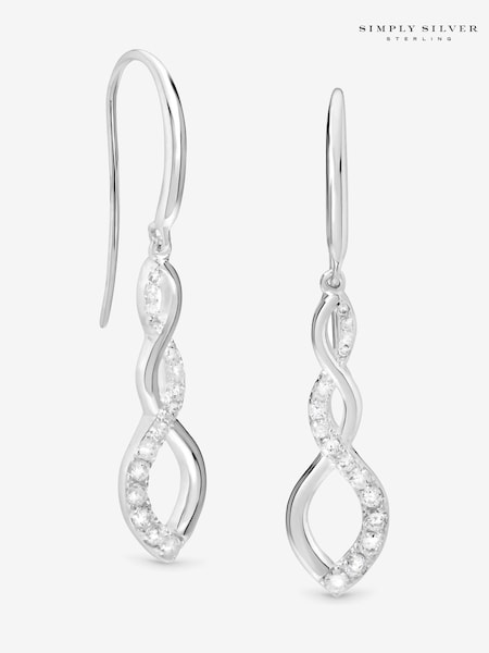 Simply Silver 925 Sterling Silver Cubic Zirconia Infinity Fishhook Drop Earrings (V11600) | €58