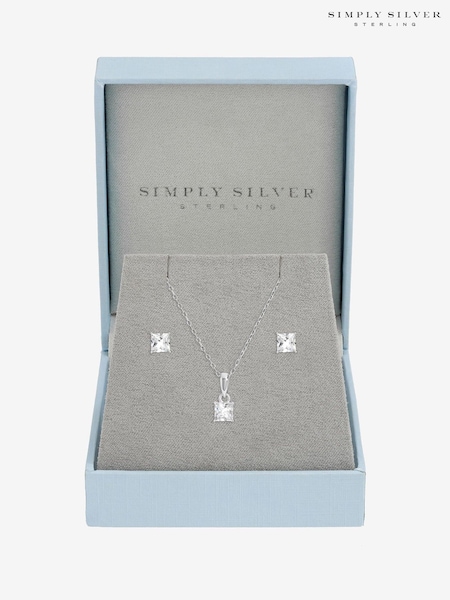 Simply Silver 925 Sterling Silver Cubic Zirconia Cushion Set (V11604) | €40