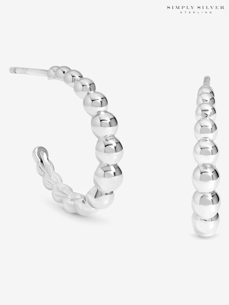 Simply Silver Silver Tone Polished Textured Orb Hoop Earrings (V11608) | €46