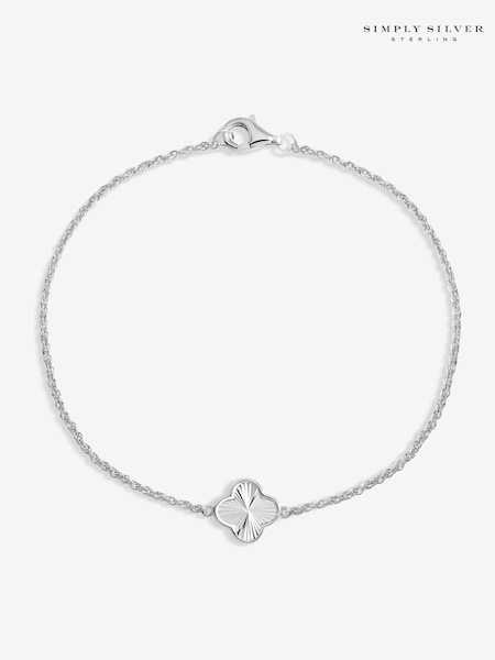 Simply Silver 925 Sterling Silver Polished Diamond Cut Clover Bracelet (V11611) | €46