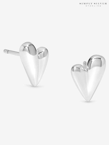 Simply Silver Sterling Silver 925 Polished Nugget Heart Stud Earrings (V11612) | €33