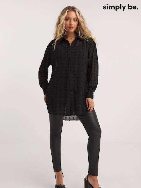 Simply Be Black Oversized Chiffon Dobby Shirt (V11639) | €40