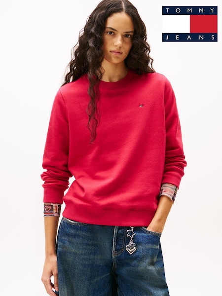 Tommy Jeans Red Flag Embroidery Fleece Sweat Top (V11649) | €73