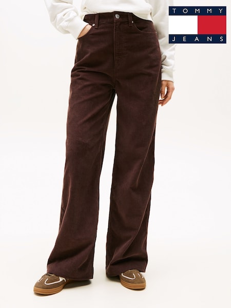 Tommy Jeans Brown Claire Corduroy High Rise Wide Leg Trousers (V11657) | €121
