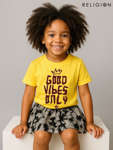 Religion Good Vibes T-Shirt With Contrast Slogan (V11693) | ‏105 د.إ.‏
