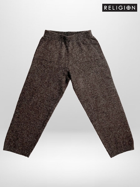 Religion Brown Skully Knitted Joggers With Small Skull & Crossbone Contrast Logo (V11696) | €40