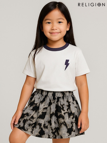 Religion Grey Linda Tiered Ruffle Skirt In Leaf Print (V11703) | AED146