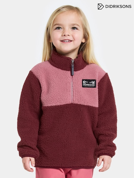 أحمر - Didriksons Gosig Kids Half-Zip Fleece (V11753) | ‏204 د.إ.‏