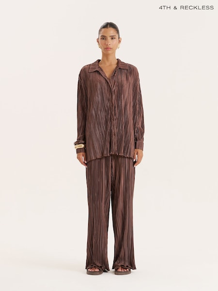 4th & Reckless Brown Plisse Trousers Palais (V11832) | €44